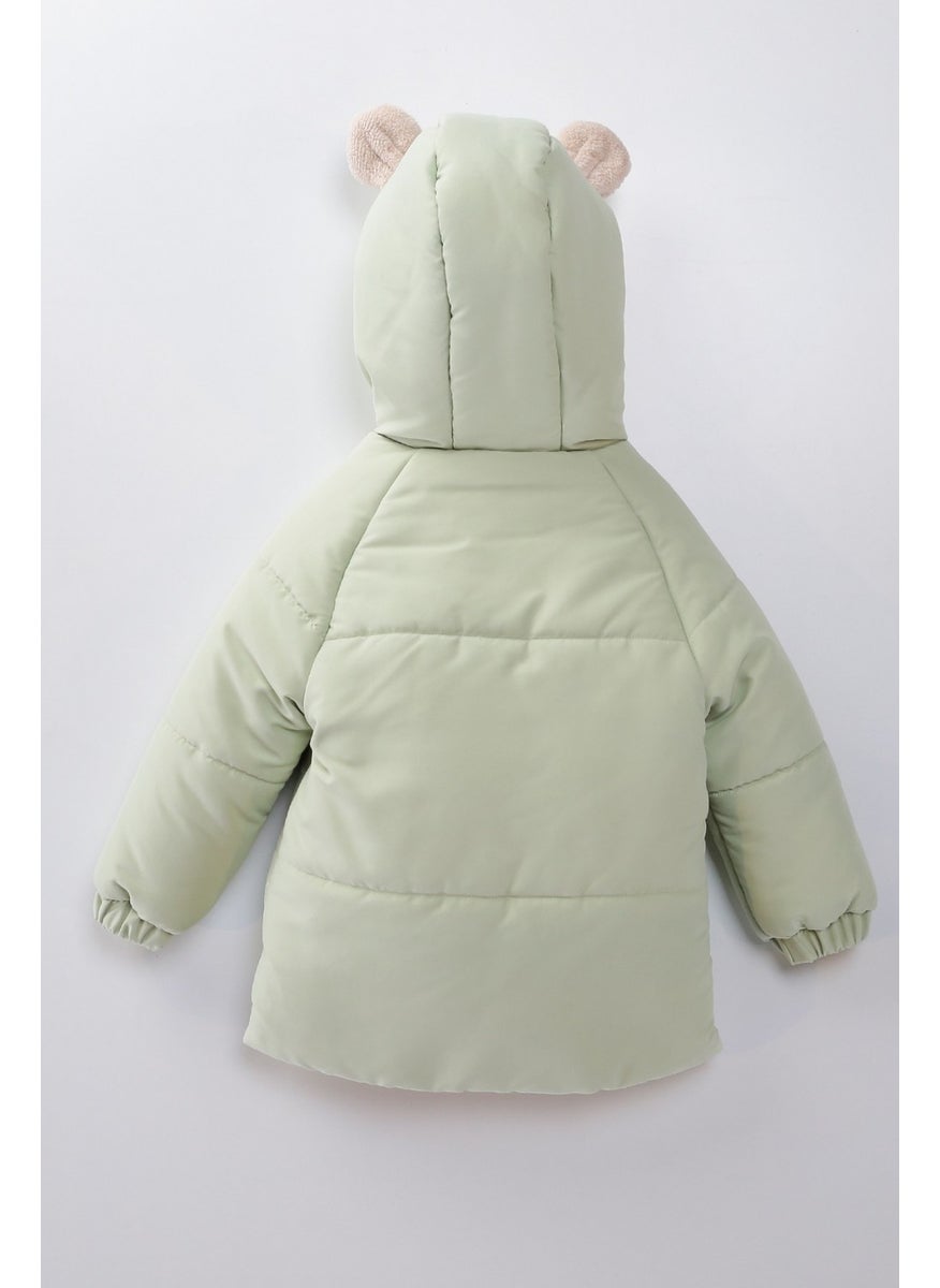 Podium Giyim - Podium Clothing Special Design Trend Cute Baby Toy Rabbit Furry Soft Fabric Pocket Hooded Winter Coat - Image 1
