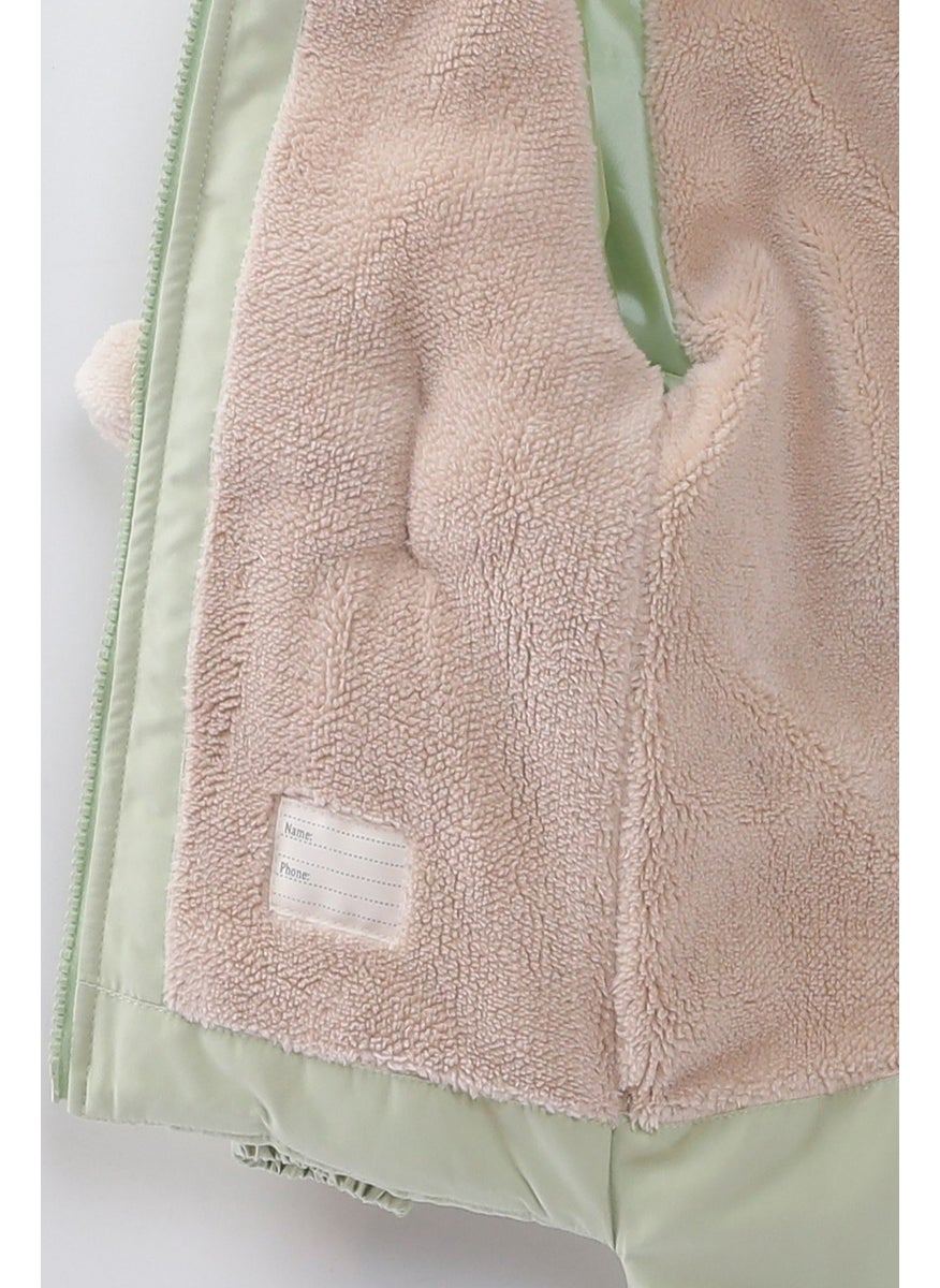 Podium Giyim - Podium Clothing Special Design Trend Cute Baby Toy Rabbit Furry Soft Fabric Pocket Hooded Winter Coat - Image 1