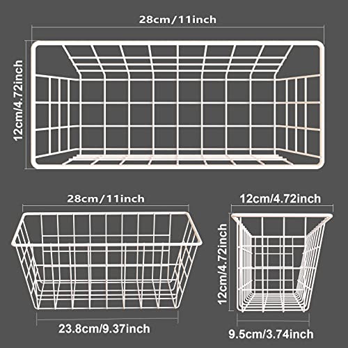 Deertaip Adhesive Basket Wall Wire Basket Over the Cabinet Door Organizer No Drilling Mounted 4 Pack, White - Image 2