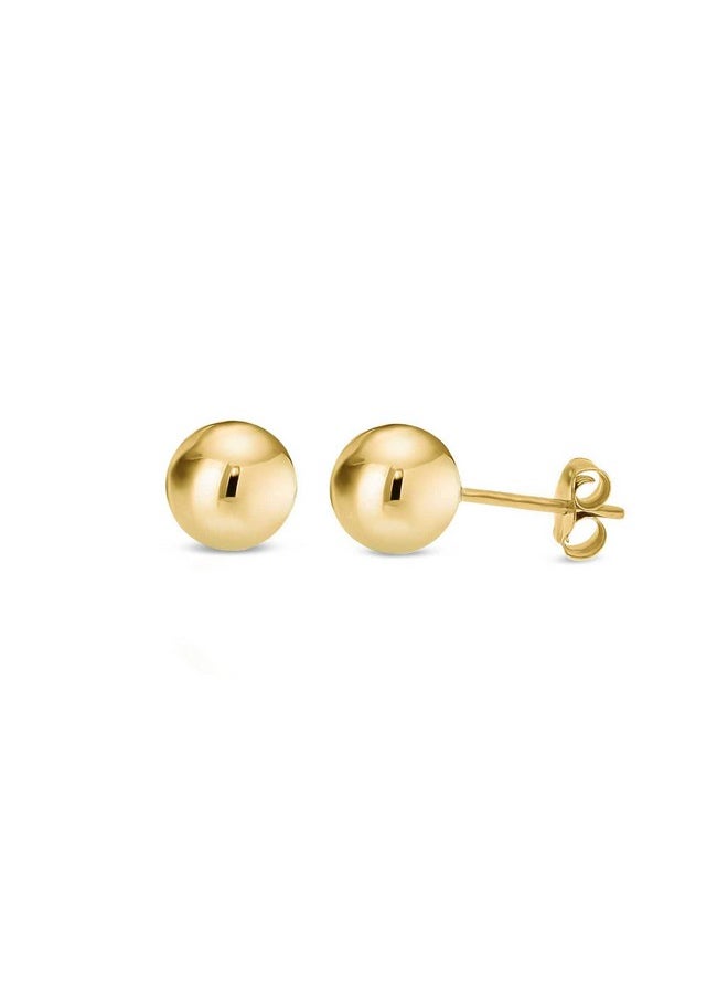 Kezef - 14K Gold Filled Stud Earrings For Women - Real Filled Gold Earrings, Solid Gold Filled Ball Studs, Hypoallergenic Round Ear Rings - 8Mm - Image 1