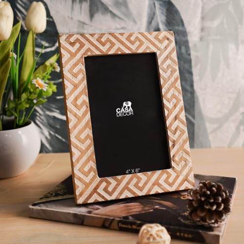 Casa Decor CASADECOR Wooden Sylvan Geometrical Photo Frame 4x6 | Handcrafted Table Top Picture Frame for Home & Office Decor | Standing Photo Frame Gift for Couples, Family & Valentine’s Day - Image 2