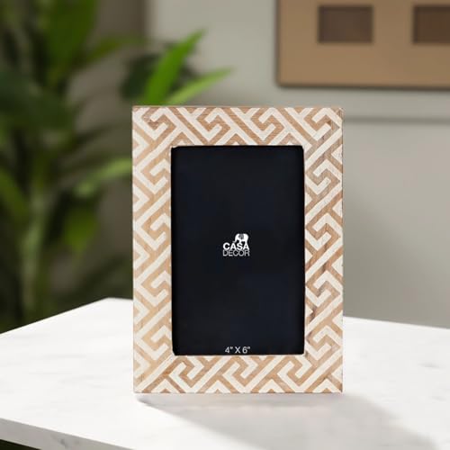 Casa Decor CASADECOR Wooden Sylvan Geometrical Photo Frame 4x6 | Handcrafted Table Top Picture Frame for Home & Office Decor | Standing Photo Frame Gift for Couples, Family & Valentine’s Day - Image 1