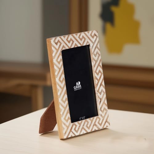 Casa Decor CASADECOR Wooden Sylvan Geometrical Photo Frame 4x6 | Handcrafted Table Top Picture Frame for Home & Office Decor | Standing Photo Frame Gift for Couples, Family & Valentine’s Day - Image 3