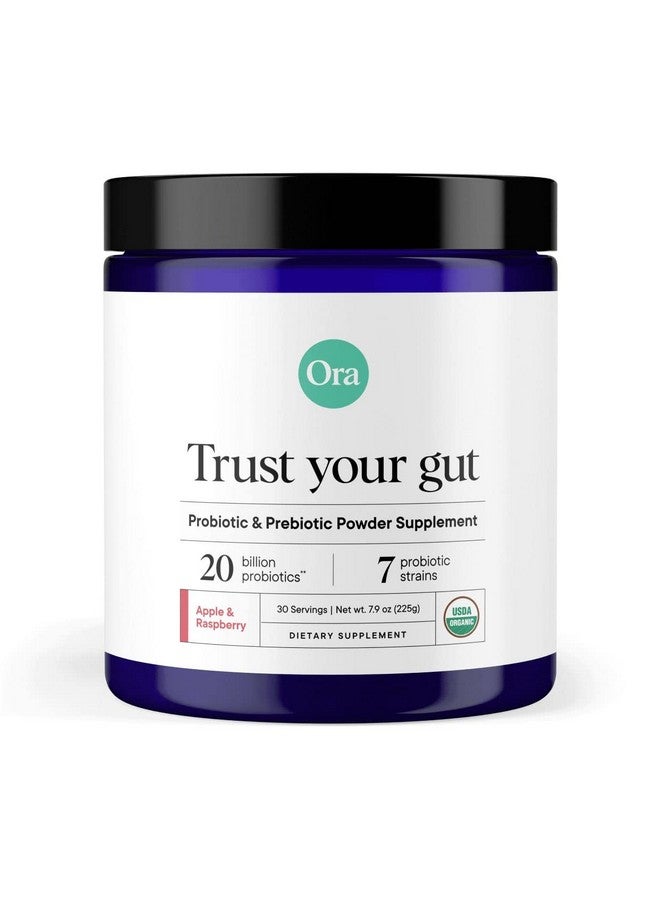 Ora Organic Prebiotic and Probiotic Powder Supplement - 20 Billion Probiotics, 7 Strains for Best Prebiotic Powder, Non-GMO, Probiotics for Women, Men & Kids - Apple Raspberry Flavor, 30 Servings… - Image 1