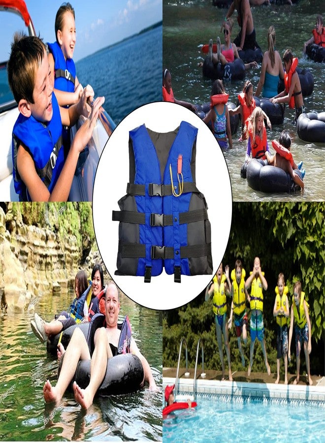 LOMESH Life Jacket Flotation Safety Vest 48 x 20 x 60cm Professional Swimwear with 3-Buckle & Whistle & Crotch Straps Buoyancy 100 - Set of 1, Blue Weight Capacity Upto 120 Kg Polyester EPE Foam - Image 3