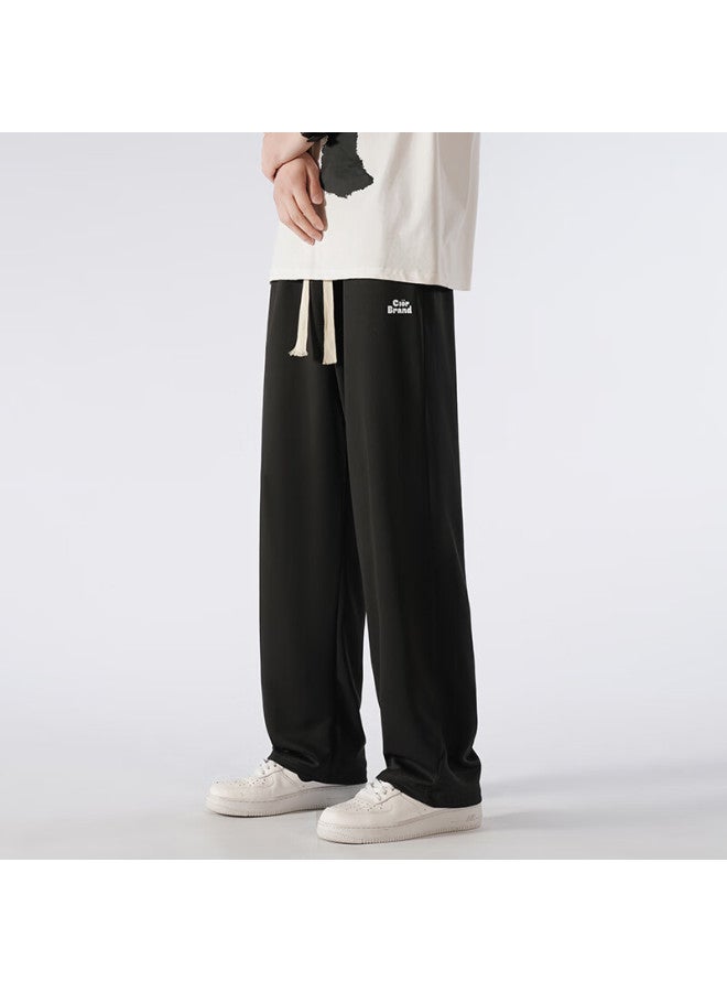 Clor Men's Loose Straight Leg Pants Spring Summer Season Sports Breathable Casual Pants Cl04 Black XL - Image 3