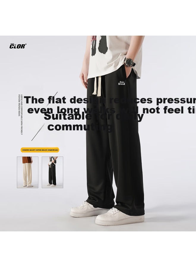 Clor Men's Loose Straight Leg Pants Spring Summer Season Sports Breathable Casual Pants Cl04 Black XL - Image 1