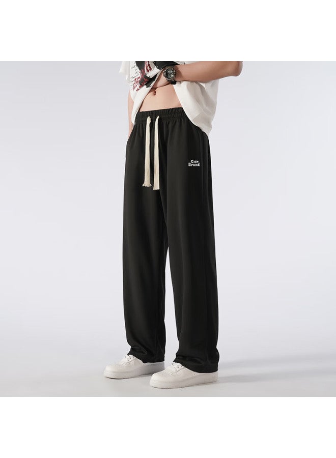 Clor Men's Loose Straight Leg Pants Spring Summer Season Sports Breathable Casual Pants Cl04 Black XL - Image 5