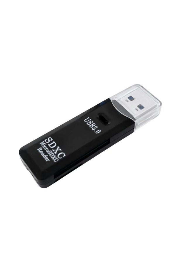 يو إس بي قارئ بطاقة Micro SD USB3.0، قارئ بطاقة SD 2 في 1 بسرعة 5Gbps إلى محول USB، قارئ بطاقات للـ SDXC، SDHC، MMC، RS-MMC، Micro SDXC، Micro SD، Micro SDHC وبطاقات UHS-I (حزمة واحدة باللون الأسود) - Image 2