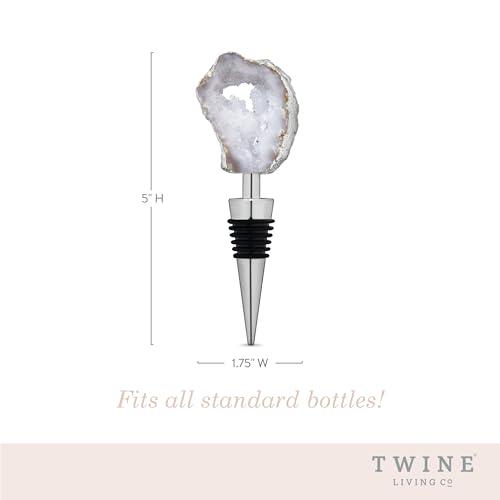 Twine سدادة زجاجة النبيذ الجيود البيضاء من توين، سدادة زجاجة نبيذ كريستالية، تناسب زجاجات النبيذ القياسية، جيود، فولاذ مقاوم للصدأ، سيليكون، مجموعة من 1 - Image 3