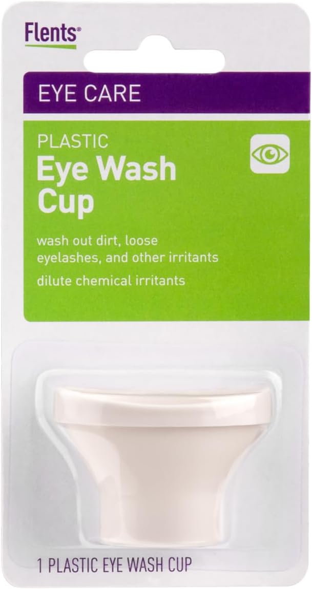 Flents Eye Wash Cup Reusable White Plastic Eye Rinse Aid for Cleaning Dirt Loose Eyelashes and Irritants Gentle Eye Care Solution Durable Plastic Design Ideal for Home Use - Image 1