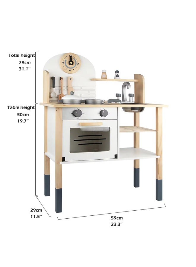 Kids Play Kitchen Playset, Wooden Kitchen Toys for Toddlers, Pretend Play Kitchen Toy with Accessories Set Gift for 3+ Year Old Kids, Girls and Boys - Image 4