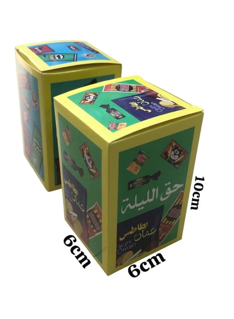 علبة هدايا حق الليلة، طقم علب احتفالات تقليدية، علب وجبات خفيفة ملونة مع حامل عرض، 6 سم × 6 سم × 10 سم، 12 قطعة - Image 2