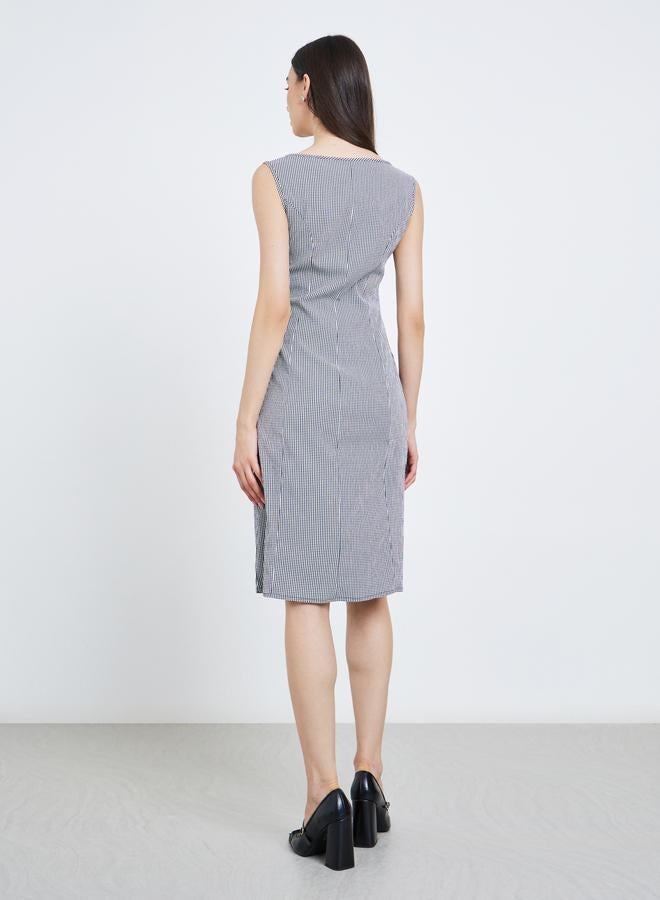 Take Two Gingham Check Knee-Length Sheath Dress - Image 5