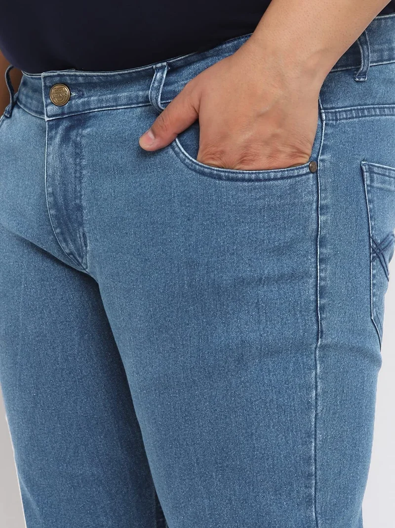 Urbano Fashion  Urbano Plus Men's Light Blue Regular Fit Washed Denim Bootcut Jeans Stretchable  | Best Price UAE
