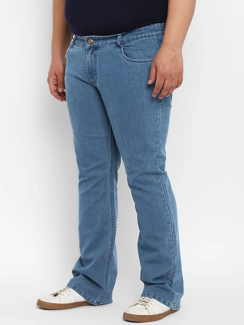 Urbano Fashion  Urbano Plus Men's Light Blue Regular Fit Washed Denim Bootcut Jeans Stretchable  | Best Price UAE