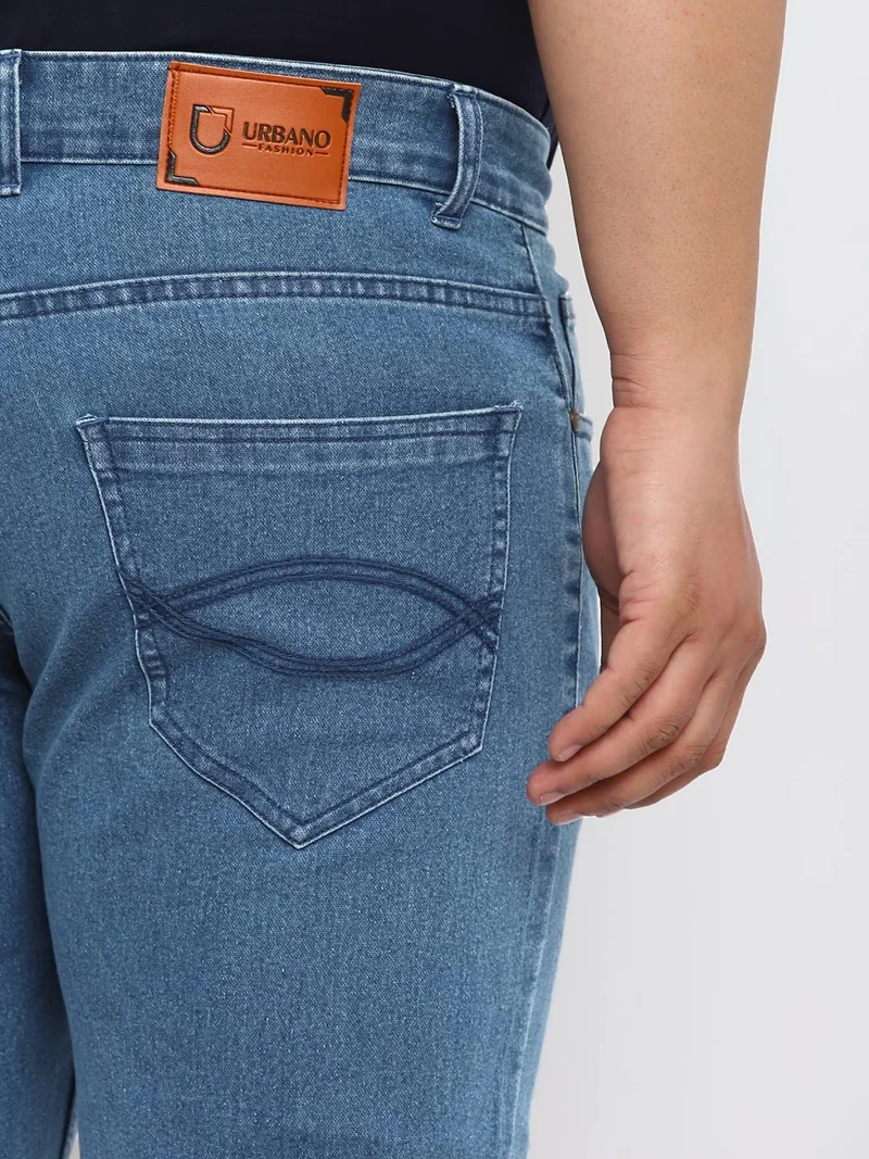 Urbano Fashion  Urbano Plus Men's Light Blue Regular Fit Washed Denim Bootcut Jeans Stretchable  | Best Price UAE