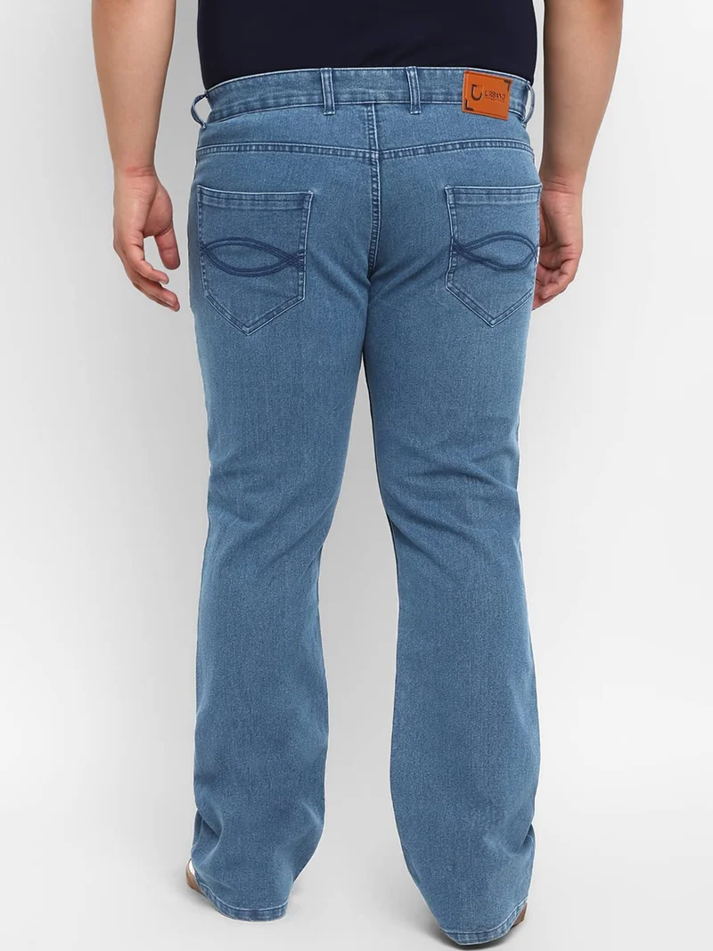 Urbano Fashion  Urbano Plus Men's Light Blue Regular Fit Washed Denim Bootcut Jeans Stretchable  | Best Price UAE
