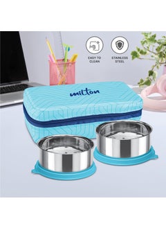 Milton MILTON Mini Lunch Prime Tiffin with Unisex Bag, 2 Stainless Steel Containers 300 ml Each, with Plastic Cutleries, Leak-Proof Lunch Box for Office, School, College, Blue  - Image 5