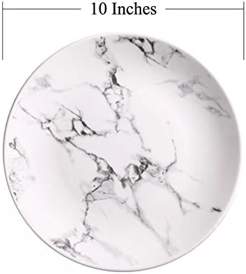Coffeezone Marble Design Porcelain Dinner Accent Plates Set of 4 10 inches - Image 2