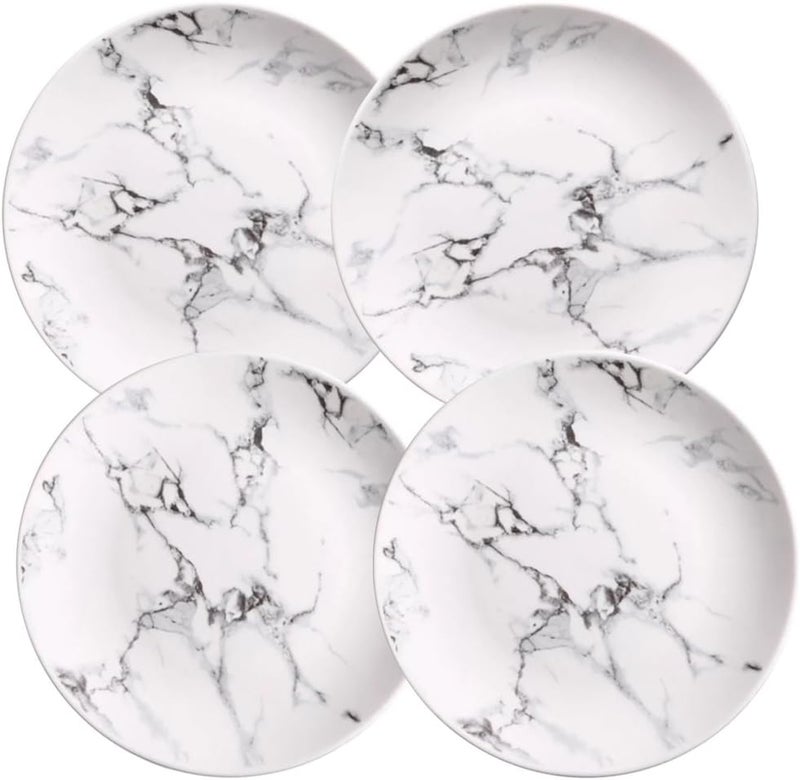 Coffeezone Marble Design Porcelain Dinner Accent Plates Set of 4 10 inches - Image 1