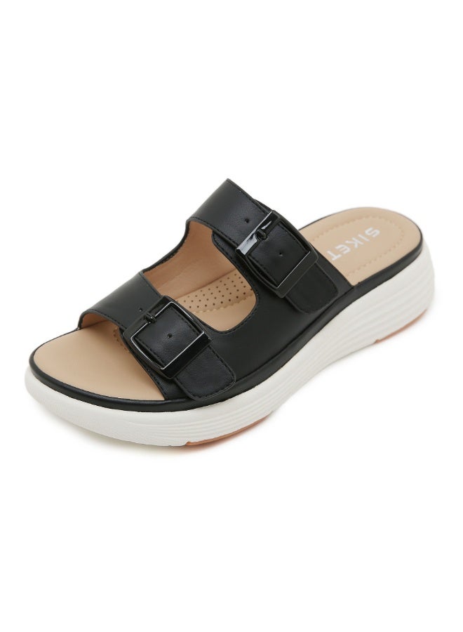 NIBEMINENT Summer  Women Double Buckle Adjustable Solid Color Narrow Band  Out Door Shoes Open Toe - Image 1