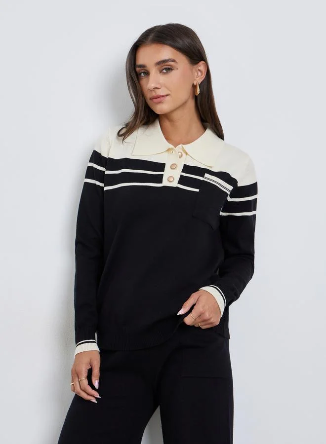 Styli Women Flat Knit Sweater and Pants Co-ords