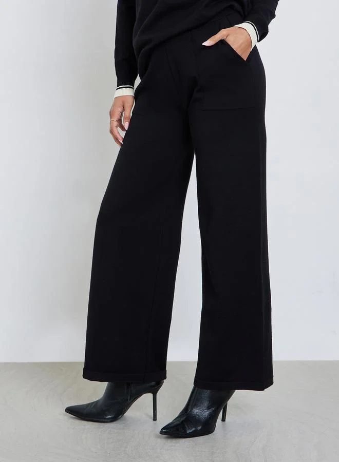 Styli Women Flat Knit Sweater and Pants Co-ords