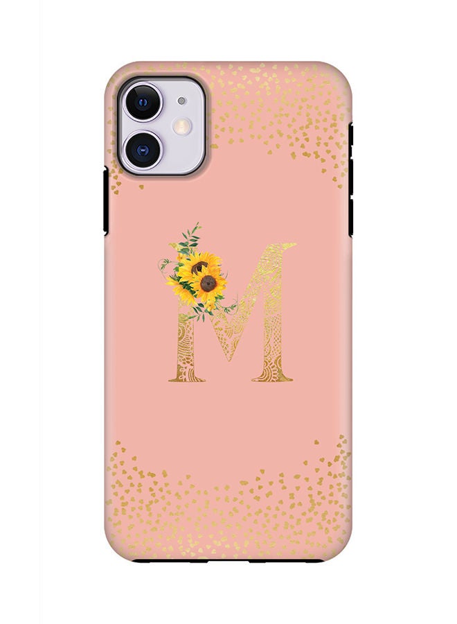 Stylizedd Monogram Tough Cover for Apple iPhone 11 Case Custom Initials Letter Floral Mandala Pattern Tough Pro Dual Layer hybrid PC inner TPU protection Alphabet- M (Rose Pink) - Image 1