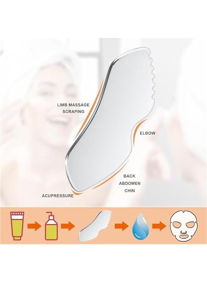 Generic Standard Size Stainless Steel Gua Sha Tool for Face and Body with Velvet Bag  - Image 4