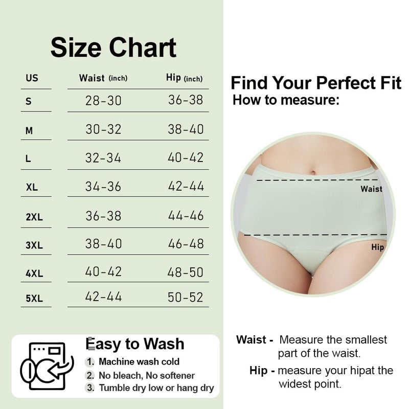 BATTEWA Incontinence Underwear for Women,Leak Proof Underwear Washable Absorbency Cotton Panties Bladder Leakage Protective 50ML(Beige,Large,3-Pack) - Image 5