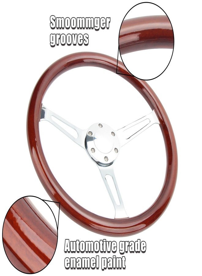 YEHICY Classic 15（380mm） Wood Grain Steering Wheel Vintage Grant Nostalgia Style Wood Steering Wheel Long Hole with Horn Button… - Image 4