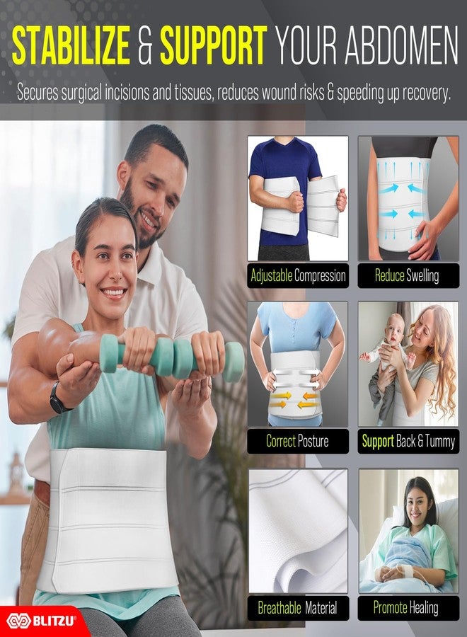 BLITZU Abdominal Binder for Women & Men Post Surgery Recovery, 12 inch 4 Panel Waist Compression Band, Wrap Support for Bariatric, Belly, Stomach, Postpartum, Hernia, Latex-free, Breathable Fabric L-XL - Image 3