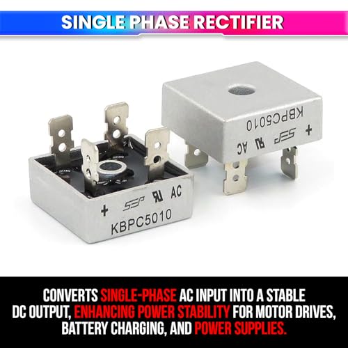amiciSmart 3-Phase Bridge Rectifier with Aluminum Case, 50A 1200V AC to DC Converter for Welding Machines, Solar Power Systems, Inverters & Industrial Equipment - Image 4