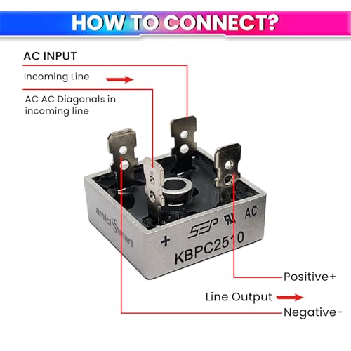amiciSmart 3-Phase Bridge Rectifier with Aluminum Case, 50A 1200V AC to DC Converter for Welding Machines, Solar Power Systems, Inverters & Industrial Equipment - Image 5