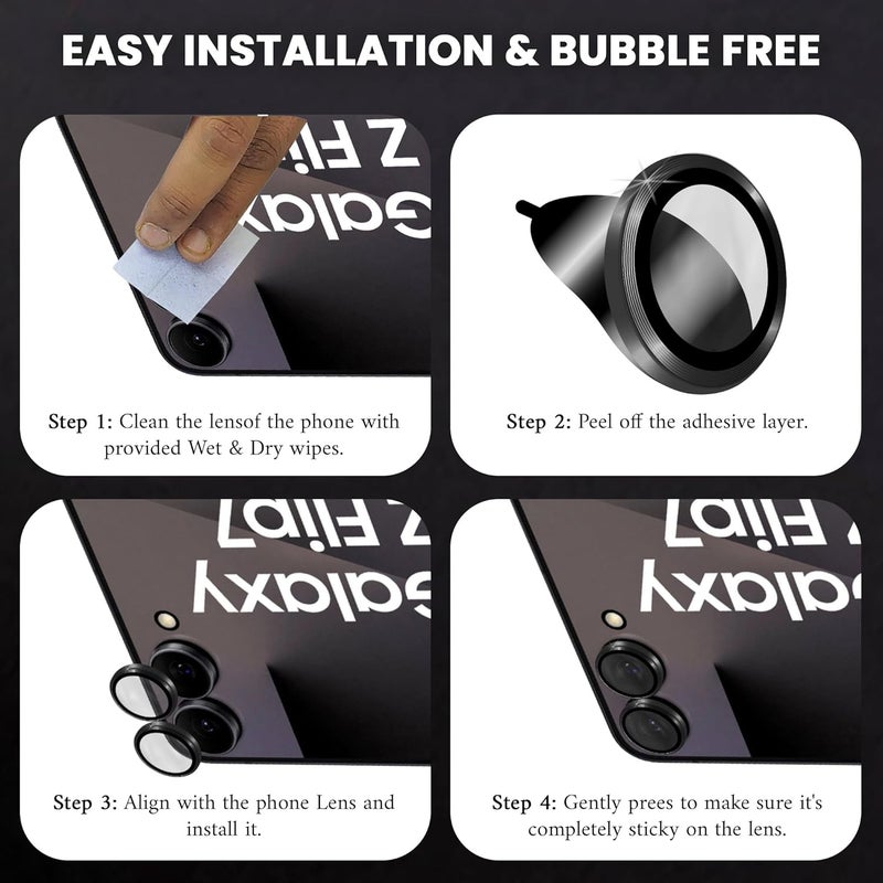 FIRST MART Camera Lens Protector for Samsung Galaxy Z Flip7 (6.9 Inches) Tough HD Individual Aluminum Alloy Lens Rings Cover, Scratch Resistant, Thin Lens Protection| Black, 1 Pack - Image 2
