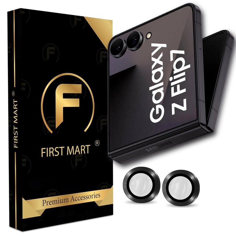 FIRST MART Camera Lens Protector for Samsung Galaxy Z Flip7 (6.9 Inches) Tough HD Individual Aluminum Alloy Lens Rings Cover, Scratch Resistant, Thin Lens Protection| Black, 1 Pack - Image 1