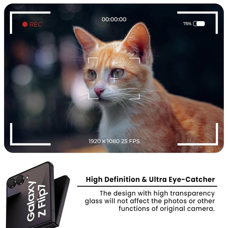 FIRST MART Camera Lens Protector for Samsung Galaxy Z Flip7 (6.9 Inches) Tough HD Individual Aluminum Alloy Lens Rings Cover, Scratch Resistant, Thin Lens Protection| Black, 1 Pack - Image 4