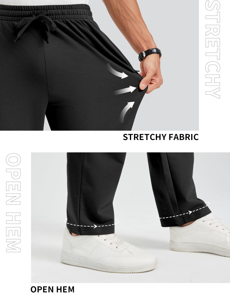 Idtswch 36 Inseam Mens Tall Sweatpants Open Bottom Joggers Casual Loose Fit Athletic Yoga Pants with Pockets Black - Image 4