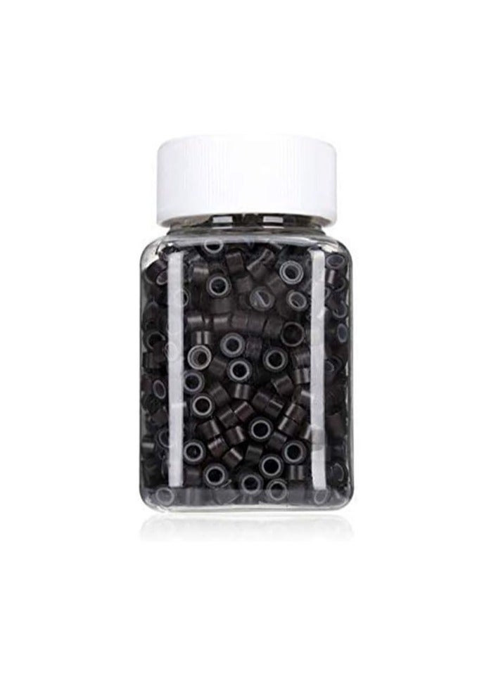 إستيل حلقات وصلات صغيرة مبطنة بالسيليكون خرز ريشة شعر 5.0x3.0x3.0 ملم بني داكن - Image 5