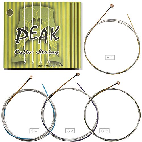 M MI & VI MI&VI PEAK Classic Cello Strings — 4/4 Scale Full Set (A-D-G-C) | Best Choice | German Steel Rope Core | Great Sound | High Value | Ball-Ends | Medium Gauge Tension - By MIVI Music (Cello 4/4) - Image 3