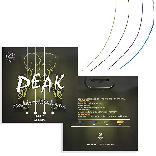 M MI & VI MI&VI PEAK Classic Cello Strings — 4/4 Scale Full Set (A-D-G-C) | Best Choice | German Steel Rope Core | Great Sound | High Value | Ball-Ends | Medium Gauge Tension - By MIVI Music (Cello 4/4) - Image 1