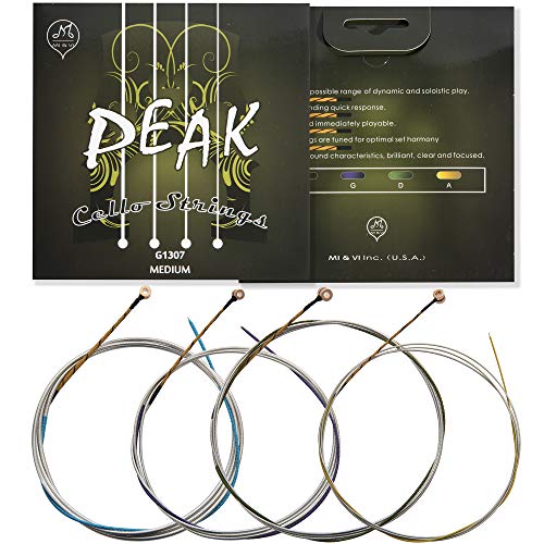 M MI & VI MI&VI PEAK Classic Cello Strings — 4/4 Scale Full Set (A-D-G-C) | Best Choice | German Steel Rope Core | Great Sound | High Value | Ball-Ends | Medium Gauge Tension - By MIVI Music (Cello 4/4) - Image 2