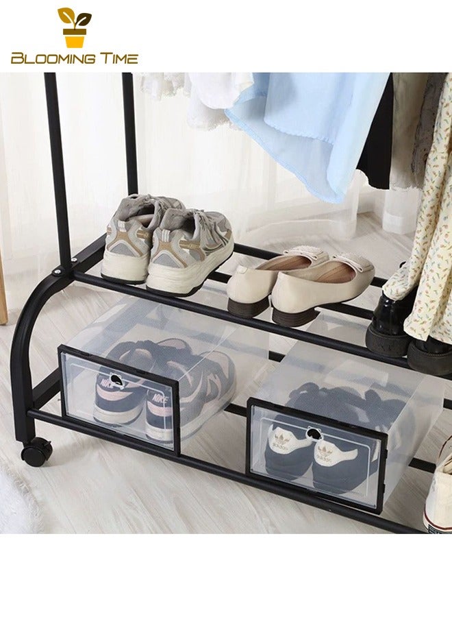 بلومنغ تايم بسيطة معطف الرف داخلي المنزلية نوم شماعات شرفة مزدوجة القطب تجفيف الرف الطابق إلى السقف صندوق تخزين ملابس الرف ، أسود - Image 3