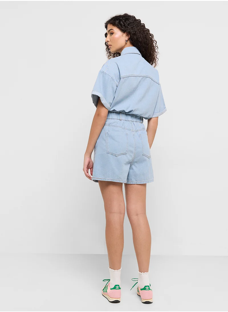 Ginger Button Down Denim Playsuit