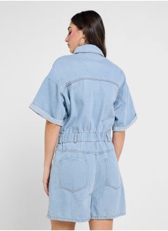 Ginger Button Down Denim Playsuit  - Image 2