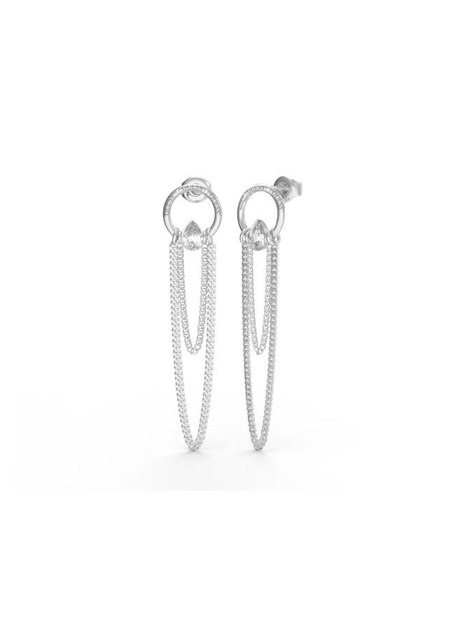 GUESS - Clear Drop with 2 Chains Earrings - Image 1