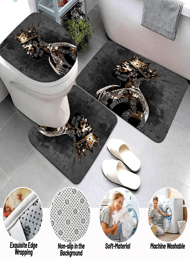 Omebero African American Shower Curtain Sets for Bathroom, Black Praying King Bathroom Sets with Waterproof Shower Curtain and Non-Slip Rugs Toilet Lid Cover Bath Mat, Cool Unique Man Bathroom Decor Sets - Image 5