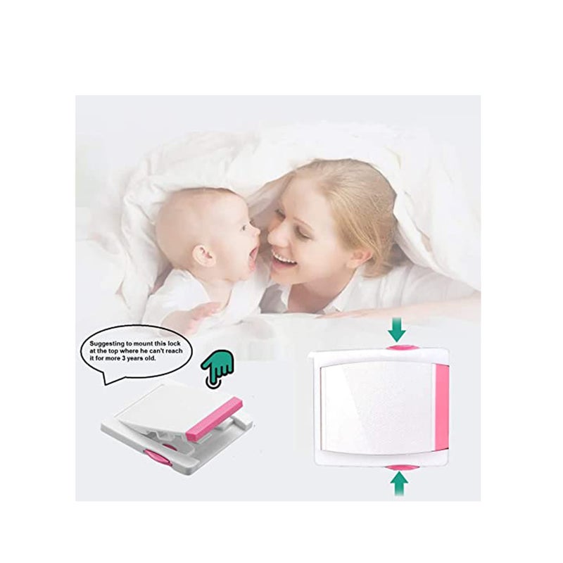 SOLARAE قفل باب زجاجي منزلق للأطفال، عبوة 2 قفل أمان للأطفال قفل مقبض الباب سهل التركيب والاستخدام لاصق 3M VHB لا حاجة للأدوات أو الحفر سهل الإزالة للنوافذ المنزلقة وردي - Image 4