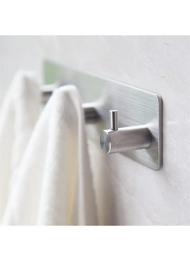yongsheng Robe Towel Wall Hanger Coat Hook Silver 18cm，Adhesive Towel Hooks for Bathrooms Shower no Drill Heavy Duty Wall Hooks self Adhesive Towel Rack Stick On Wall Coats Hanger for Kitchen,Door,Key,3 Hooks Silver  - Image 4